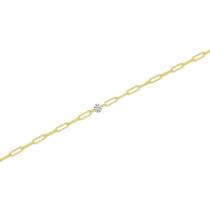 14K Yellow Gold Dashing Diamond Paperclip Chain Permanent Bracelet
