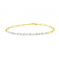 14K Yellow Gold Dashing Diamond Paperclip Bracelet