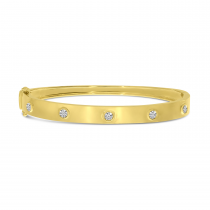 14K Yellow Gold Diamond Stationed Bangle 