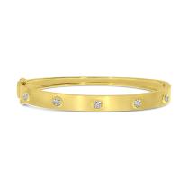 14K Yellow Gold Diamond Stationed Bangle