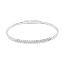 14K White Gold Diamond Bezel Half Flexible Bracelet