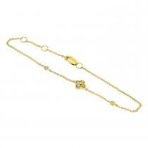 14K Yellow Gold Opal and Diamond Clover Chain Bracelet