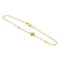 14K Yellow Gold Opal and Diamond Clover Chain Bracelet