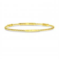 14K Yellow Gold Pave Diamond 3 Station Flexible Bracelet