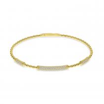 14K Yellow Gold Pave Diamond 3 Station Flexible Bracelet