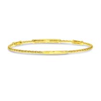 14K Yellow Gold Pave Diamond 3 Station Flexible Bracelet