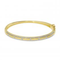 14K Yellow Gold Diamond Row & Stationed Bangle Bracelet