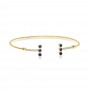 14K Yellow Gold Precious Triple Sapphire and Diamond Minimal Fashion Bangle