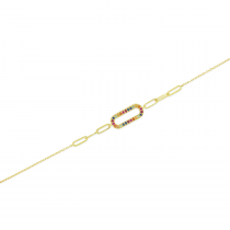 14K Yellow Gold Rainbow Sapphire Link Bracelet