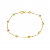14K Yellow Gold Rainbow Sapphire Bezel Station Bracelet