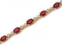 14K Yellow Gold Oval Ruby and Diamond Bracelet