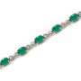 14K White Gold Oval Emerald and Diamond Bracelet