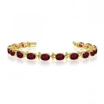 14K Yellow Gold Oval Garnet Bracelet