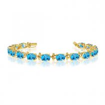 14K Yellow Gold Oval Blue Topaz Bracelet