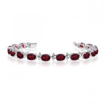 14K White Gold Oval Garnet Bracelet