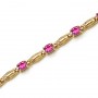 14K Yellow Gold Oval Pink Topaz Bracelet