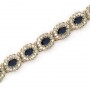 14K Yellow Gold Oval Sapphire and Diamond Bracelet