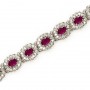 14K White Gold Oval Ruby and Diamond Bracelet