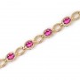 14K Yellow Gold Oval Pink Topaz Bracelet