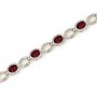 14K White Gold Oval Garnet Bracelet