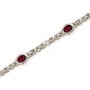 14K White Gold Oval Garnet Bracelet
