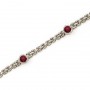 14K White Gold Round Garnet Bracelet