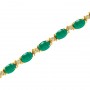 14K Yellow Gold Oval Emerald and Diamond Bracelet