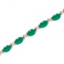 14K White Gold Oval Emerald and Diamond Bracelet