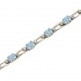 14K White Gold Oval Aquamarine and Diamond Bracelet