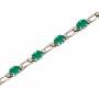 14K White Gold Oval Emerald and Diamond Bracelet