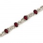 14K White Gold Oval Garnet Bracelet