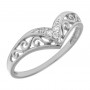 Sterling Silver Chevron Filagree Diamond Ring